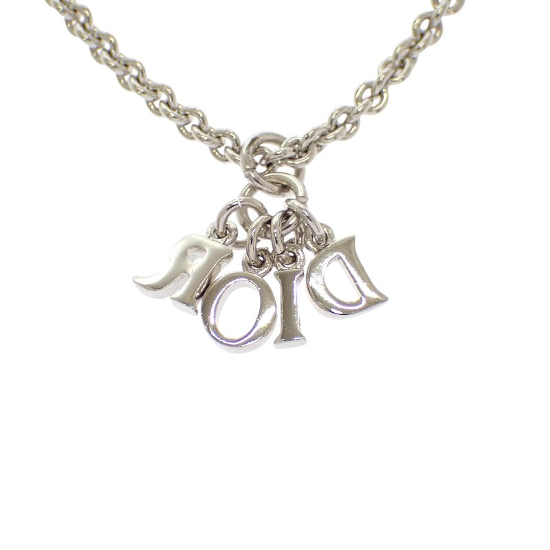 クリスチャンディオール Christian Dior ロゴ ペンダント ネックレス メタル シルバー レディース【中古】【ABランク】