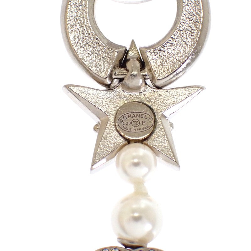 シャネル CHANEL ココマーク カメリア スター C20P刻印 ピアス メタル フェイクパール ラインストーン シルバー レディース【中古】【Aランク】