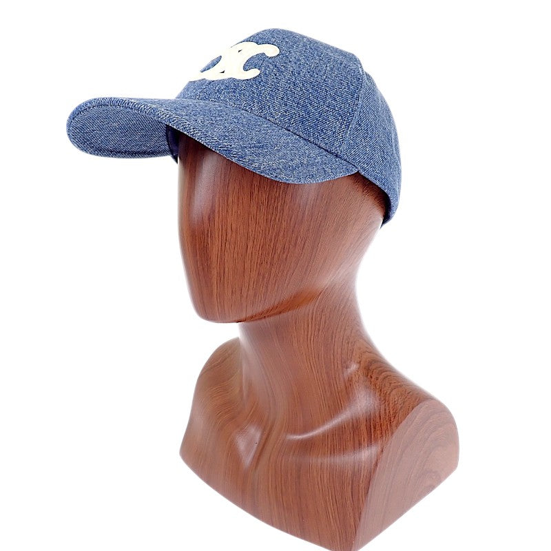 CELINE 凱旋門標誌 棒球帽 Union Wash 牛仔布 S 2AUT6930F.07DU 鴨舌帽 棉 藍色 女款 男款【中古】【A級】