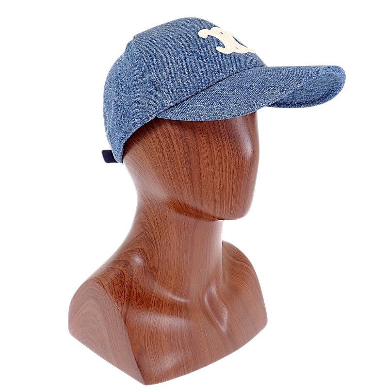 CELINE 凱旋門標誌 棒球帽 Union Wash 牛仔布 S 2AUT6930F.07DU 鴨舌帽 棉 藍色 女款 男款【中古】【A級】