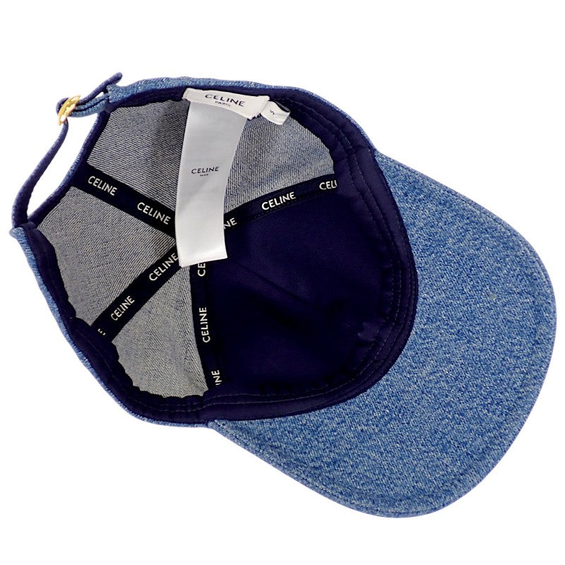 CELINE 凱旋門標誌 棒球帽 Union Wash 牛仔布 S 2AUT6930F.07DU 鴨舌帽 棉 藍色 女款 男款【中古】【A級】