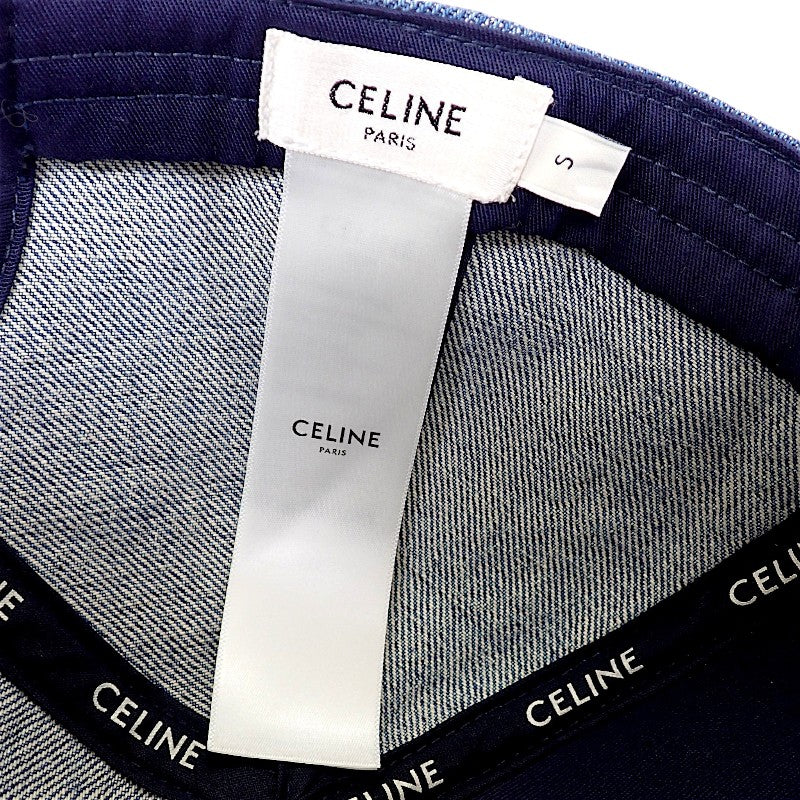 CELINE 凱旋門標誌 棒球帽 Union Wash 牛仔布 S 2AUT6930F.07DU 鴨舌帽 棉 藍色 女款 男款【中古】【A級】