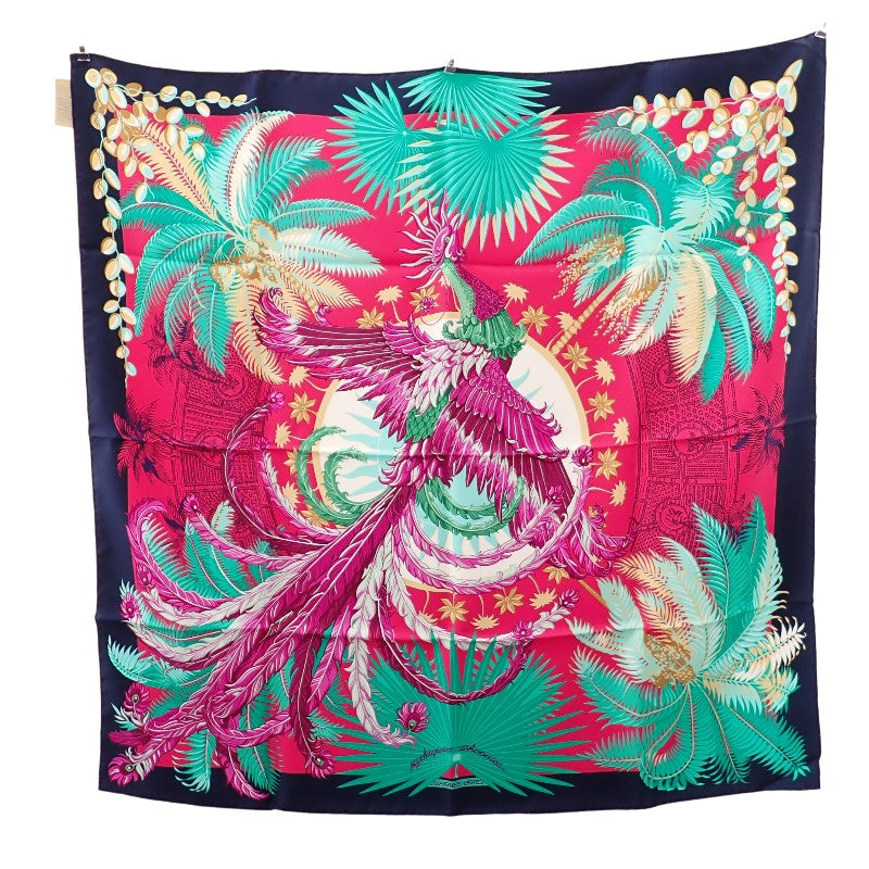 エルメス HERMES カレ90 Mythiques phoenix 不死鳥の神話 スカーフ シルク ピンク グリーン マルチカラー レディース【中古】【SAランク】