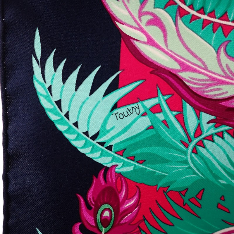 愛馬仕 HERMES 90公分方巾 神話般的鳳凰 絲巾 粉色 綠色 多色 女士【中古】【SA級】