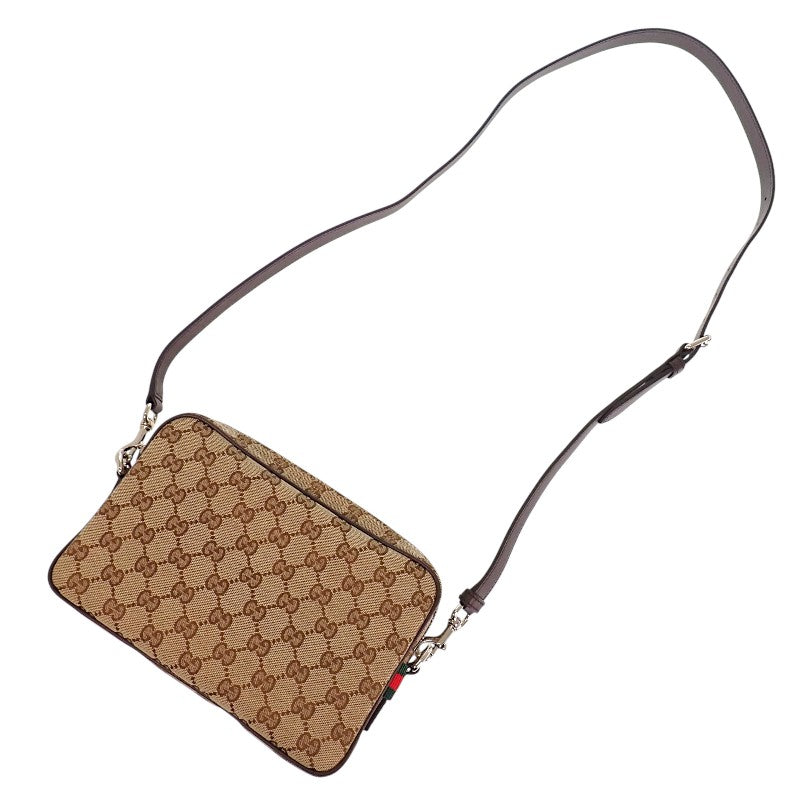 グッチ GUCCI スモール クロスボディバッグ 834802 ボディバッグ ショルダーバッグ セカンドバッグ GGキャンバス ベージュ ダークブラウン メンズ レディース【中古】【Aランク】