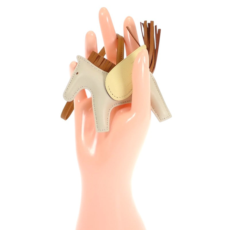 愛馬仕 HERMES Rodeo Pegase PM 包掛飾 小羊皮 米色 棕色 女士【二手】【A級】