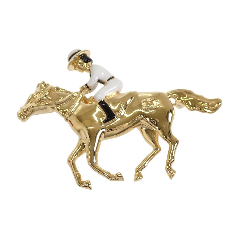 シャネル CHANEL ココマーク ホース&ジョッキー 馬モチーフ G26C刻印 ブローチ メタル ゴールド レディース【中古】【Aランク】