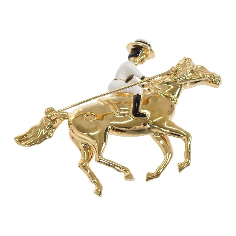 CHANEL Coco Mark Horse & Jockey Horse Motif G26C Engraved Brooch Metal Gold Women's
