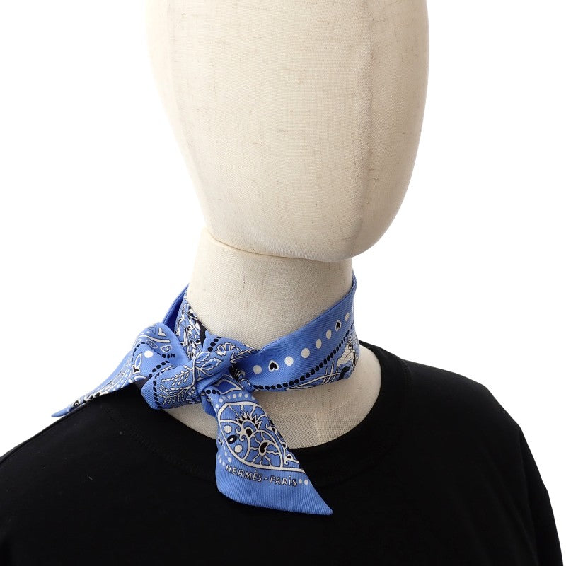 愛馬仕 HERMES Twilly Entre Ciel et mer Bandana 天地之間 絲巾 藍色 女士【中古】【AB級】