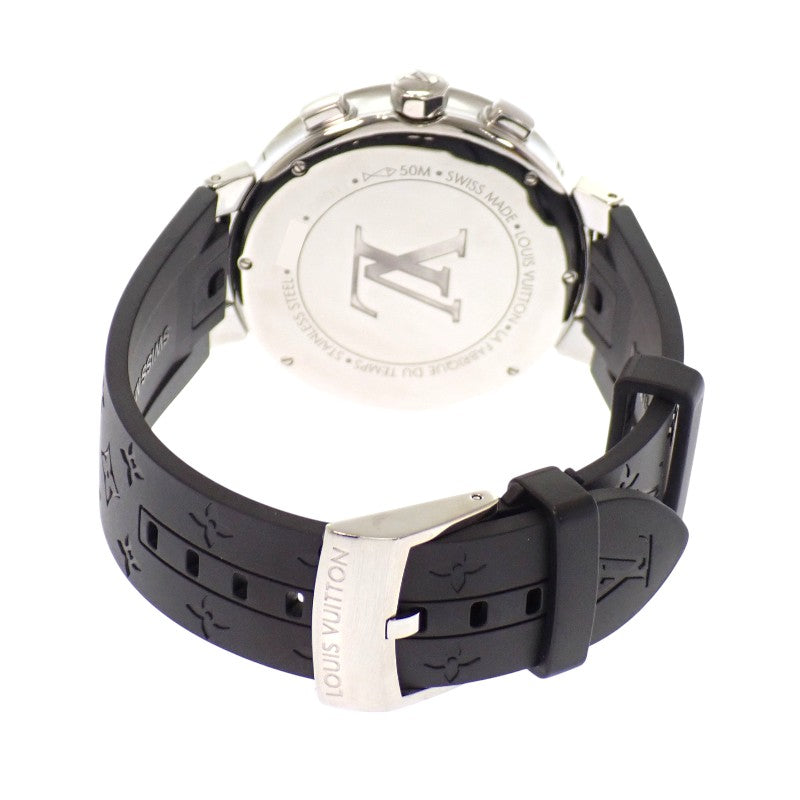 路易威登 LOUIS VUITTON Tambour 月亮之星GM Q8D11Z 腕錶 不鏽鋼 橡膠 黑色 銀色 石英機芯 黑色錶盤 男款【中古】【AB級】