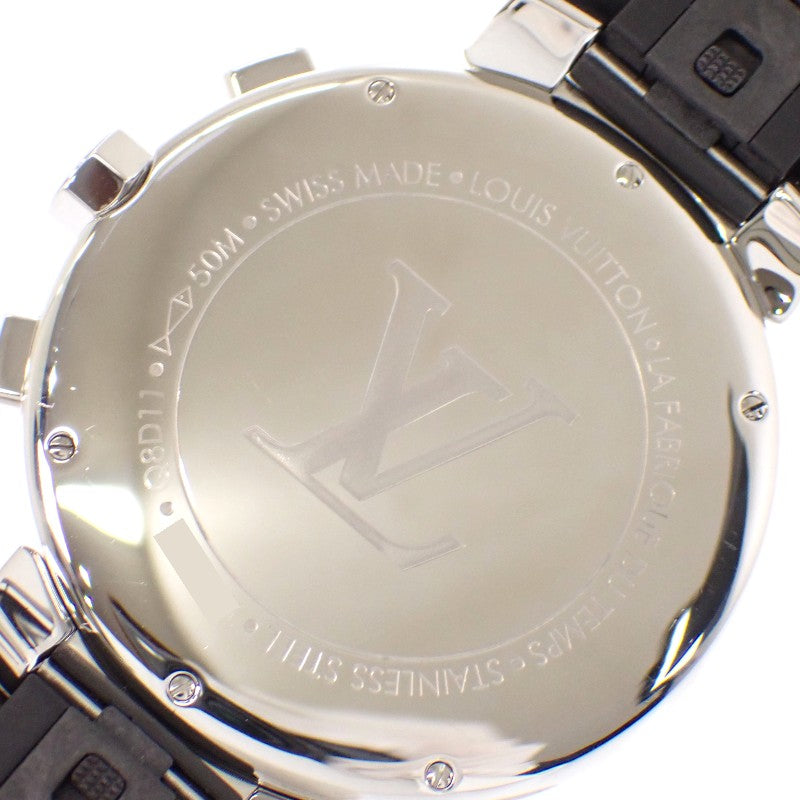 路易威登 LOUIS VUITTON Tambour 月亮之星GM Q8D11Z 腕錶 不鏽鋼 橡膠 黑色 銀色 石英機芯 黑色錶盤 男款【中古】【AB級】