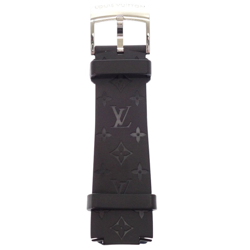 路易威登 LOUIS VUITTON Tambour 月亮之星GM Q8D11Z 腕錶 不鏽鋼 橡膠 黑色 銀色 石英機芯 黑色錶盤 男款【中古】【AB級】