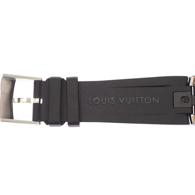 路易威登 LOUIS VUITTON Tambour 月亮之星GM Q8D11Z 腕錶 不鏽鋼 橡膠 黑色 銀色 石英機芯 黑色錶盤 男款【中古】【AB級】