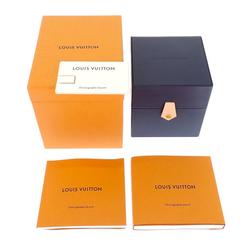 路易威登 LOUIS VUITTON Tambour 月亮之星GM Q8D11Z 腕錶 不鏽鋼 橡膠 黑色 銀色 石英機芯 黑色錶盤 男款【中古】【AB級】