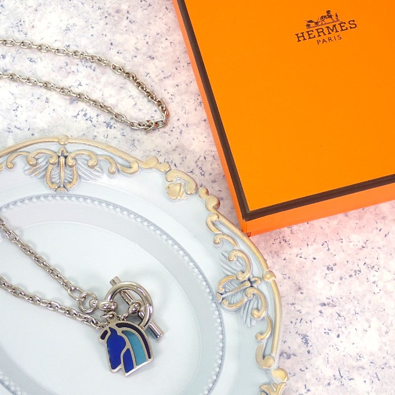 エルメス HERMES ヘリオスシュバル 950003FP ネックレス メタル シルバー ブルー レディース【中古】【Aランク】