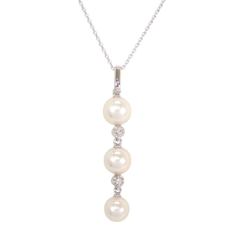タサキ TASAKI アコヤパール 3連 ネックレス K18ホワイトゴールド アコヤ真珠 ダイヤモンド レディース【中古】【Aランク】