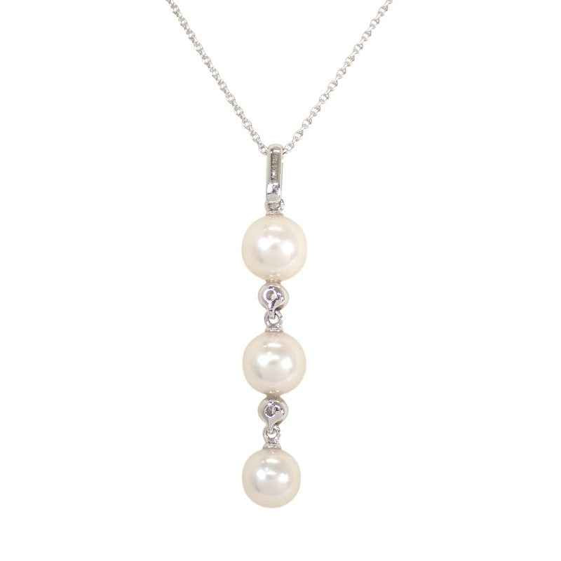 タサキ TASAKI アコヤパール 3連 ネックレス K18ホワイトゴールド アコヤ真珠 ダイヤモンド レディース【中古】【Aランク】