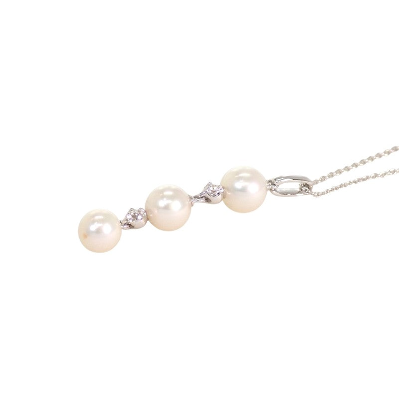 タサキ TASAKI アコヤパール 3連 ネックレス K18ホワイトゴールド アコヤ真珠 ダイヤモンド レディース【中古】【Aランク】