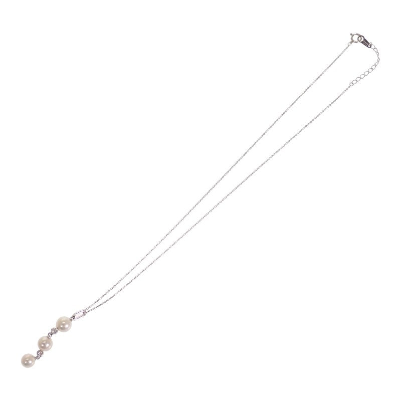 タサキ TASAKI アコヤパール 3連 ネックレス K18ホワイトゴールド アコヤ真珠 ダイヤモンド レディース【中古】【Aランク】