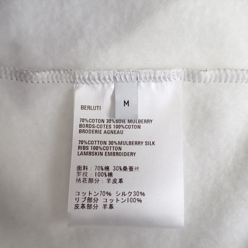 ベルルッティ Berluti レザースクリットクルーネック M R25JRL81-002 スウェット コットン 羊革 グレー ブラウン メンズ【中古】【Aランク】