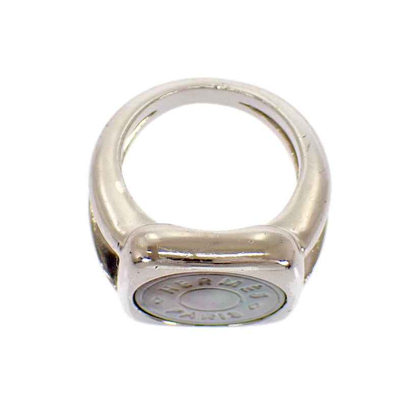 愛馬仕 HERMES Corozo Sellier 10號 戒指 金屬 銀色 女士【中古】【AB級】