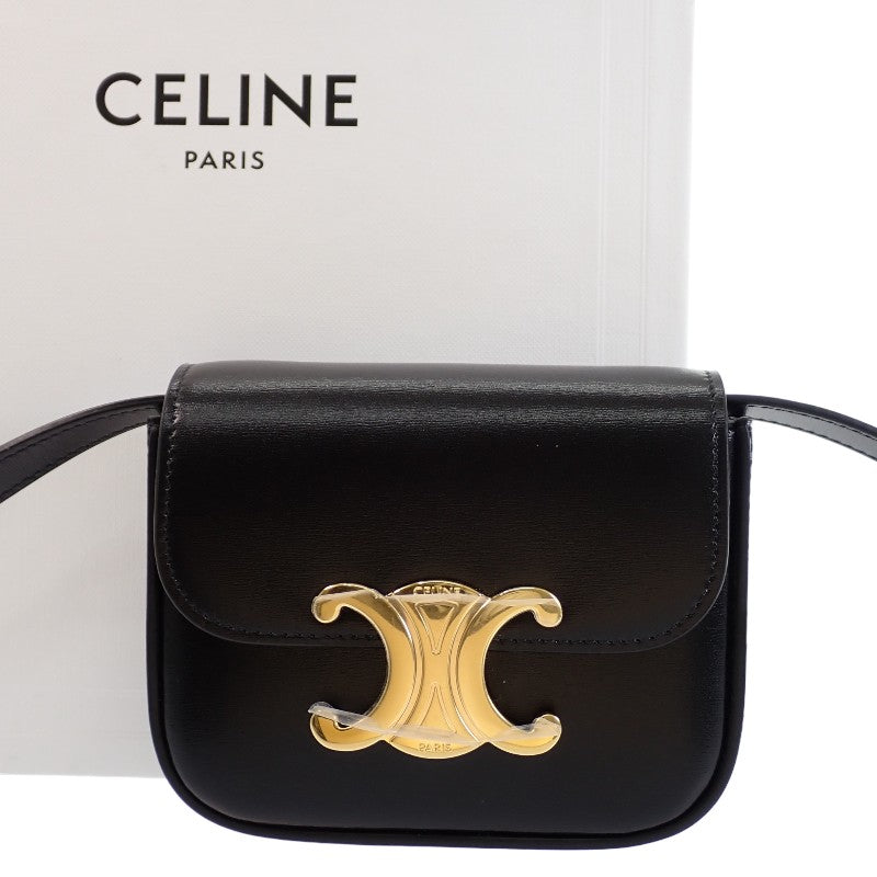 セリーヌ CELINE ミニ クロード ショルダーバッグ カーフ ブラック ゴールド金具 レディース【中古】【Aランク】