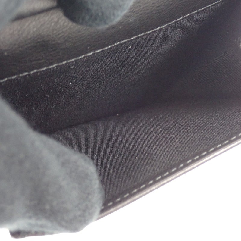 Christian Dior Compact Wallet Logo Embroidery Bifold Wallet Leather Black Men's【Used】【AB Rank】