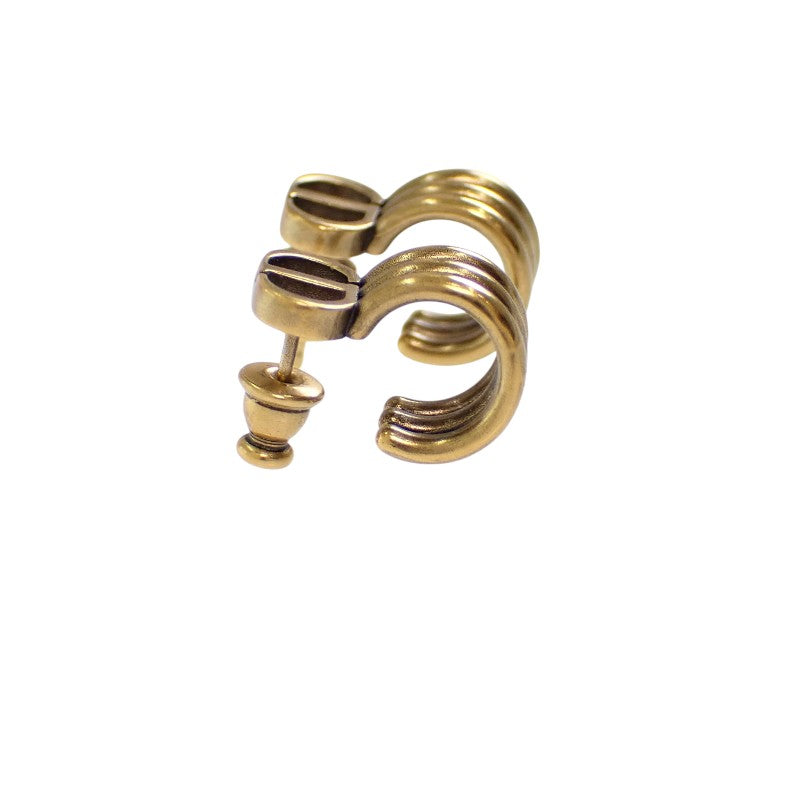 ディオール Dior 30 Montaigne 3連フープ ヴィンテージ風 ピアス メタル アンティークゴールド レディース【中古】【ABランク】