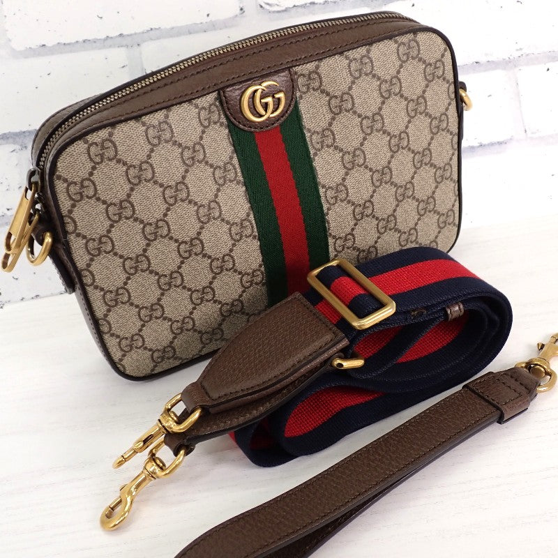 グッチ GUCCI ダブルG オフィディアショルダー 699439 2WAYバッグ クラッチバッグ GGスプリームキャンバス レザー ブラウン レディース メンズ【中古】【ABランク】