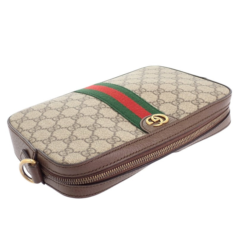 グッチ GUCCI ダブルG オフィディアショルダー 699439 2WAYバッグ クラッチバッグ GGスプリームキャンバス レザー ブラウン レディース メンズ【中古】【ABランク】
