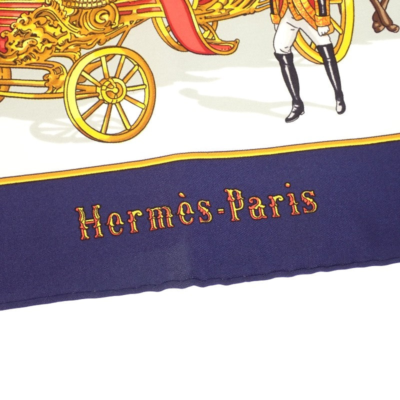 愛馬仕 HERMES 90 公分方巾 莫斯科大閱兵 絲巾 海軍藍 多色 女士【二手品】【AB級】