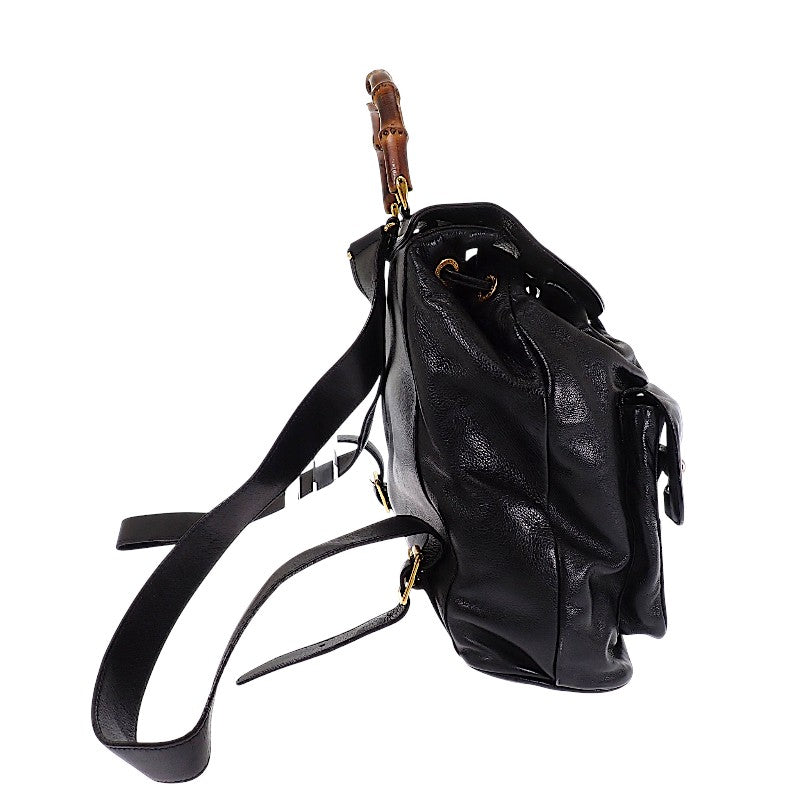グッチ GUCCI バンブー リュックサック バックパック ヴィンテージ 003 2058 0016 リュック・デイパック レザー ブラック ゴールド金具 レディース メンズ【中古】【Bランク】