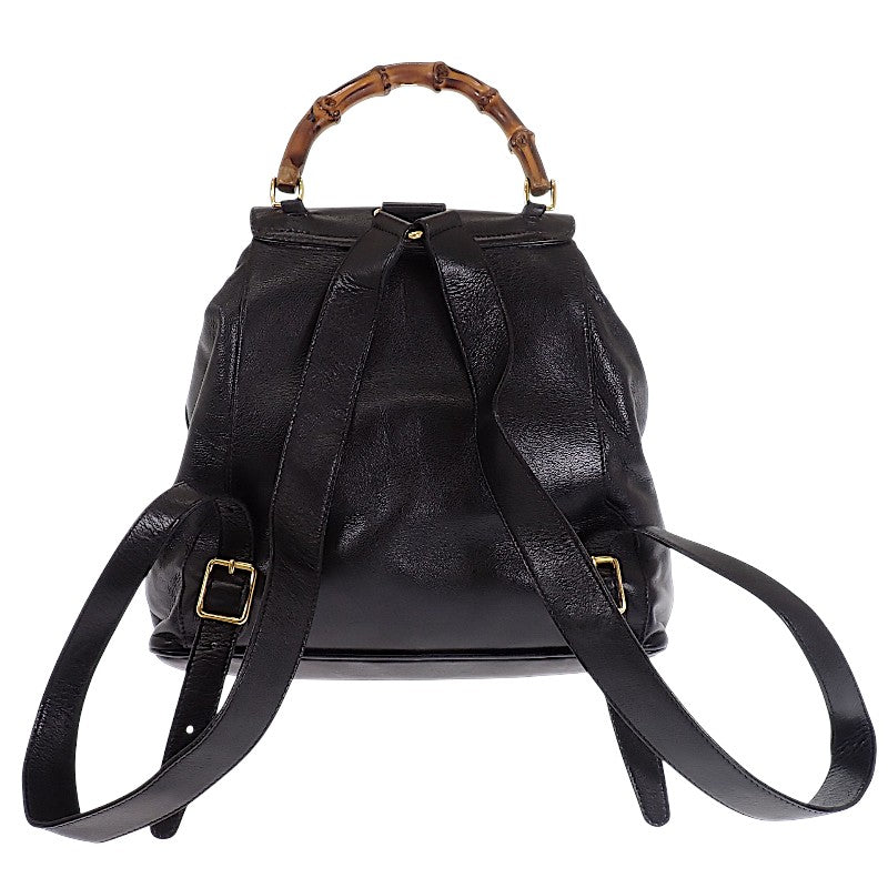 グッチ GUCCI バンブー リュックサック バックパック ヴィンテージ 003 2058 0016 リュック・デイパック レザー ブラック ゴールド金具 レディース メンズ【中古】【Bランク】