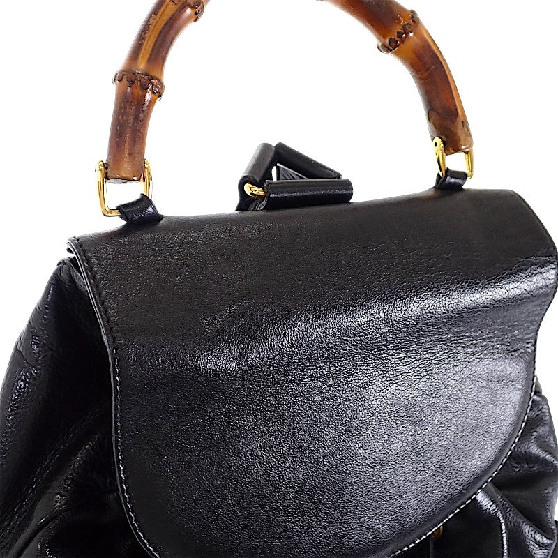 グッチ GUCCI バンブー リュックサック バックパック ヴィンテージ 003 2058 0016 リュック・デイパック レザー ブラック ゴールド金具 レディース メンズ【中古】【Bランク】