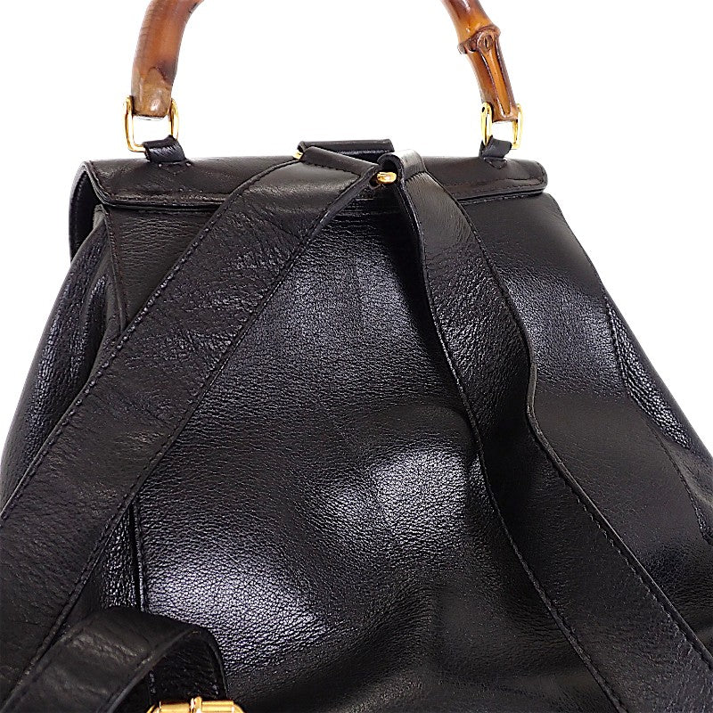 グッチ GUCCI バンブー リュックサック バックパック ヴィンテージ 003 2058 0016 リュック・デイパック レザー ブラック ゴールド金具 レディース メンズ【中古】【Bランク】