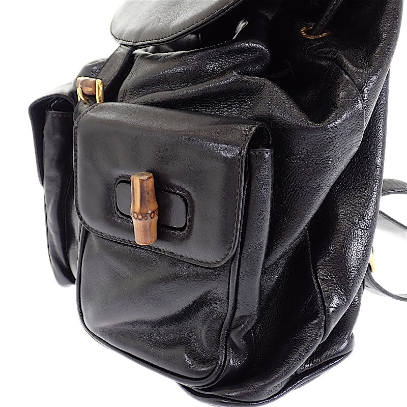 グッチ GUCCI バンブー リュックサック バックパック ヴィンテージ 003 2058 0016 リュック・デイパック レザー ブラック ゴールド金具 レディース メンズ【中古】【Bランク】