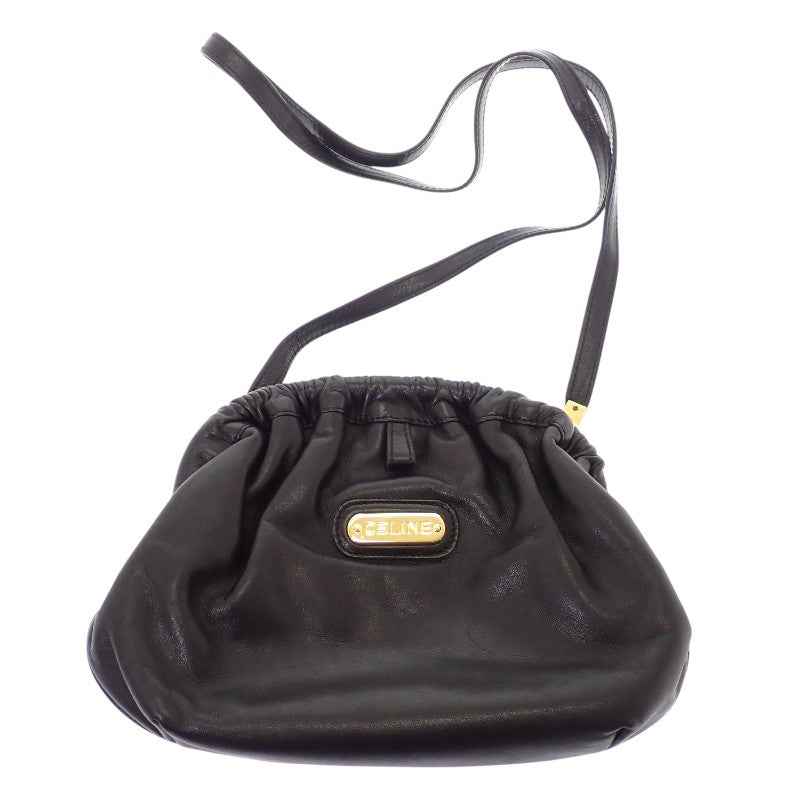 セリーヌ CELINE がま口ショルダー オールド ヴィンテージ ショルダーバッグ レザー ブラック ゴールド金具 レディース【中古】【ABランク】
