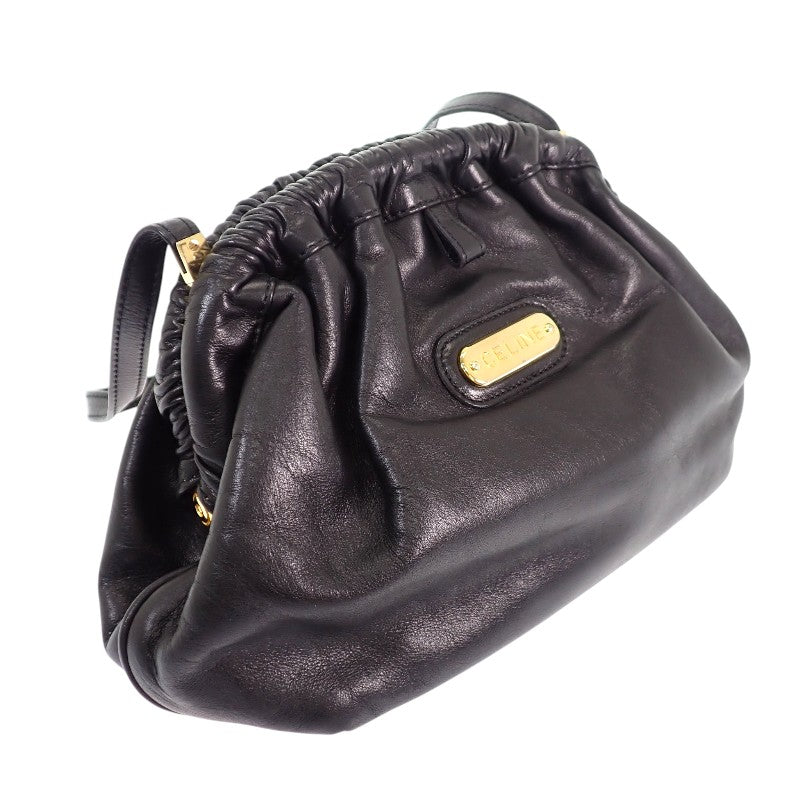 Celine CELINE 零錢包式單肩包 復古 老件 斜背包 皮革 黑色 金色金屬配件 女款 【中古】【AB級品】