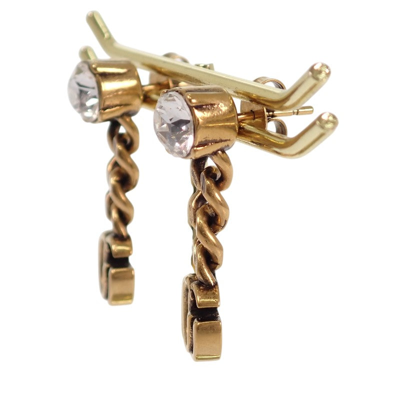 グッチ GUCCI クリスタル ダブルG 645683J1D508062 ピアス メタル クリスタル エイジングゴールド レディース【中古】【ABランク】