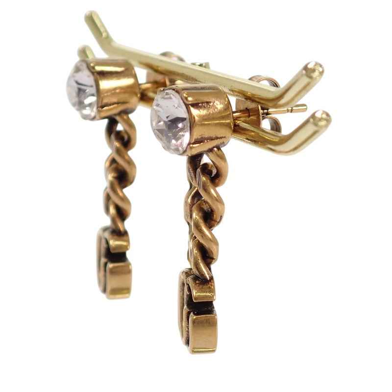 グッチ GUCCI クリスタル ダブルG 645683J1D508062 ピアス メタル クリスタル エイジングゴールド レディース【中古】【ABランク】