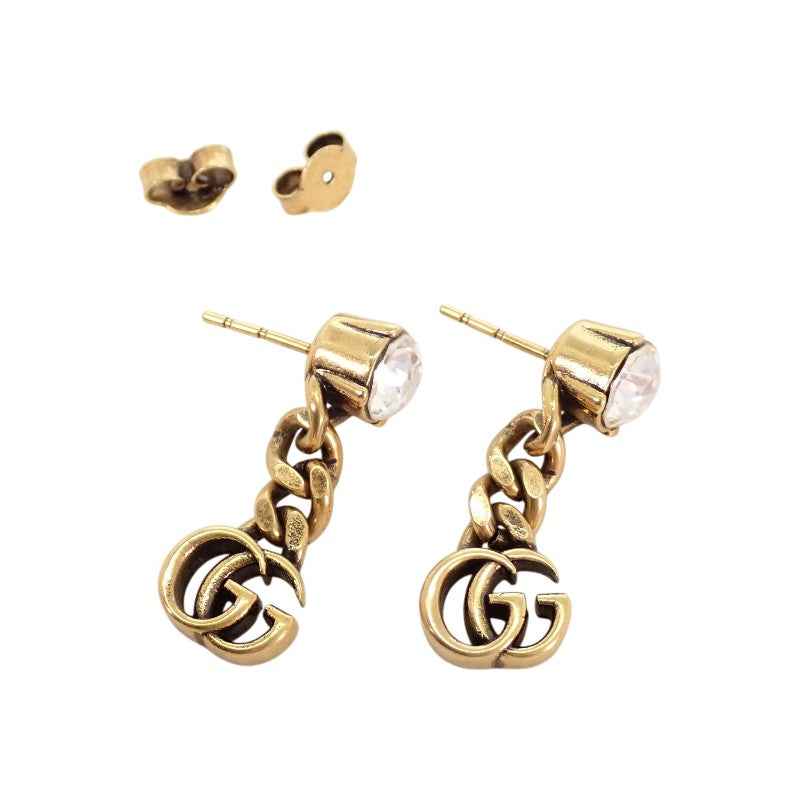 グッチ GUCCI クリスタル ダブルG 645683J1D508062 ピアス メタル クリスタル エイジングゴールド レディース【中古】【ABランク】