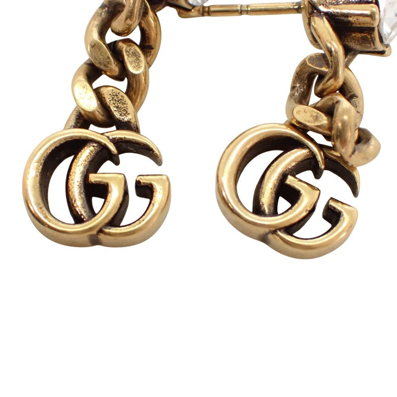 グッチ GUCCI クリスタル ダブルG 645683J1D508062 ピアス メタル クリスタル エイジングゴールド レディース【中古】【ABランク】