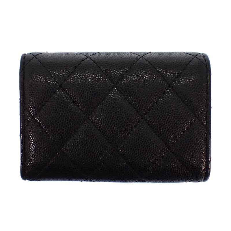 シャネル CHANEL クラシック スモール フラップ ウォレット AP0230 三つ折り財布 キャビアスキン ブラック ゴールド金具 レディース【中古】【ABランク】