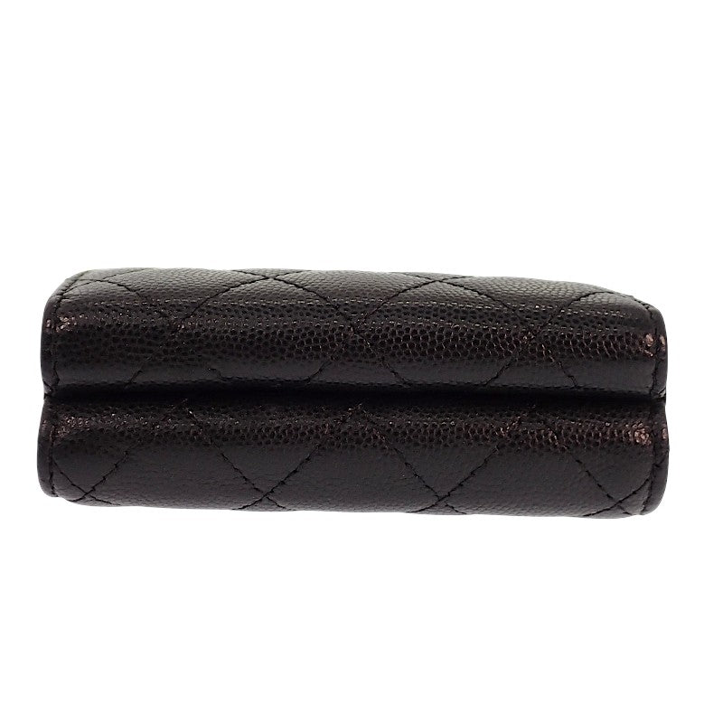 シャネル CHANEL クラシック スモール フラップ ウォレット AP0230 三つ折り財布 キャビアスキン ブラック ゴールド金具 レディース【中古】【ABランク】