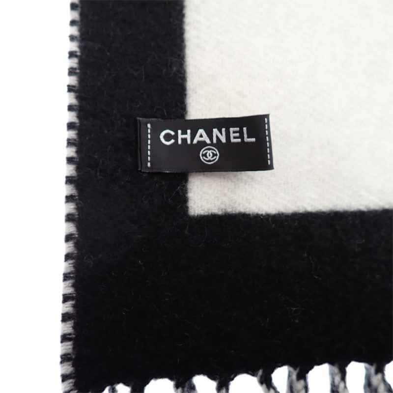 シャネル CHANEL ココマーク カシミヤスカーフ AAB837-B23679-U8050 マフラー カシミヤ ブラック ホワイト レディース【中古】【Aランク】