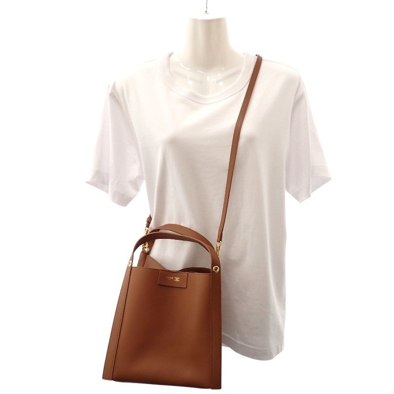 Celine CELINE 小型 Cubo 包 124182T83.GFY5 兩用包 手提包 肩背包 牛皮 棕色 柔和棕色 金色金屬配件 女士【二手】【A級】