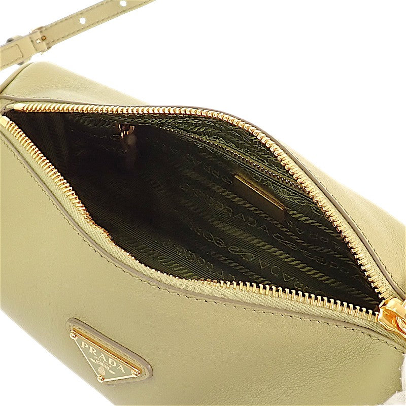 プラダ PRADA レザーポーチ 1BC239 ショルダーバッグ ハンドバッグ レザー グリーン カーキ ゴールド金具 レディース【中古】【Aランク】