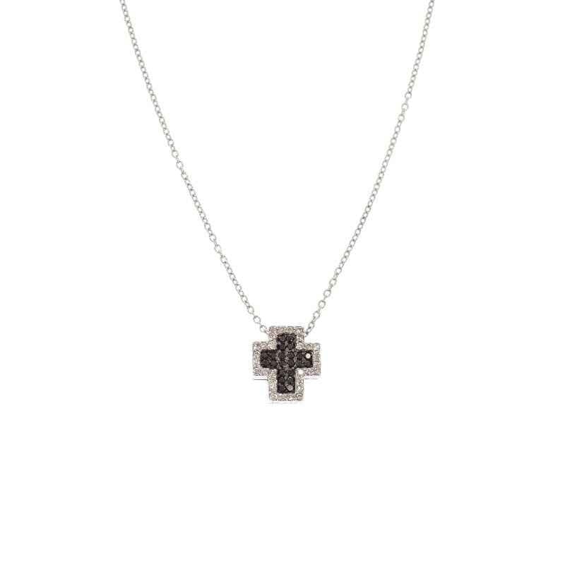 ポンテヴェキオ Ponte Vecchio クロス ネックレス K18ホワイトゴールド ブラックダイヤモンド ダイヤモンド レディース【中古】【Aランク】