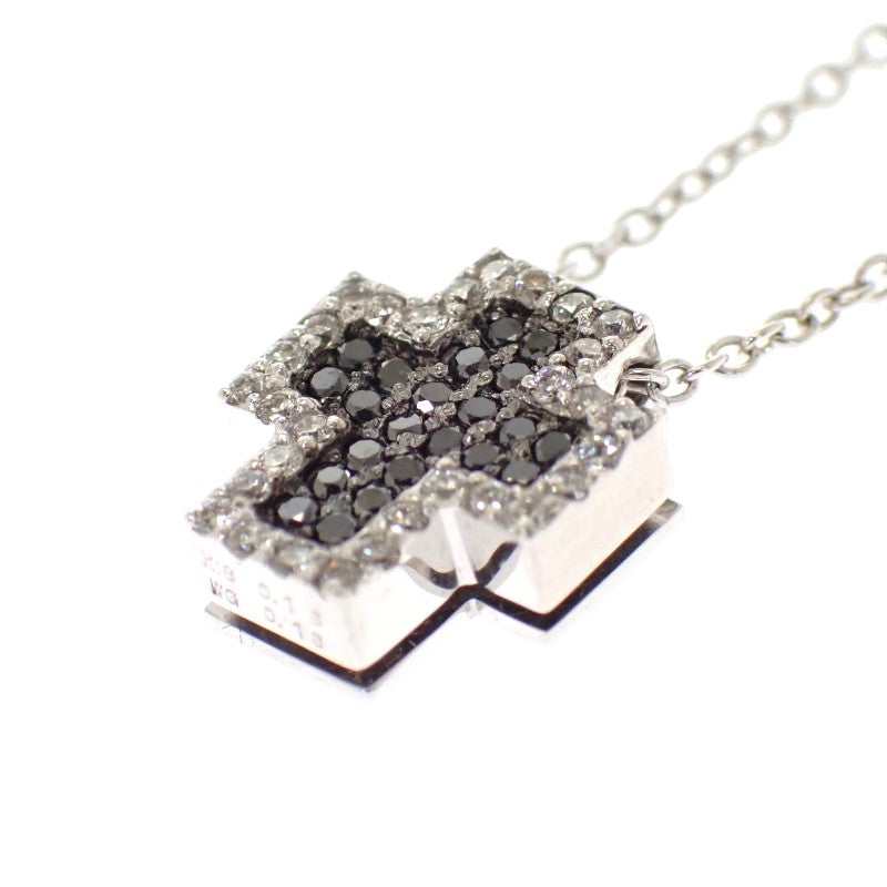 ポンテヴェキオ Ponte Vecchio クロス ネックレス K18ホワイトゴールド ブラックダイヤモンド ダイヤモンド レディース【中古】【Aランク】