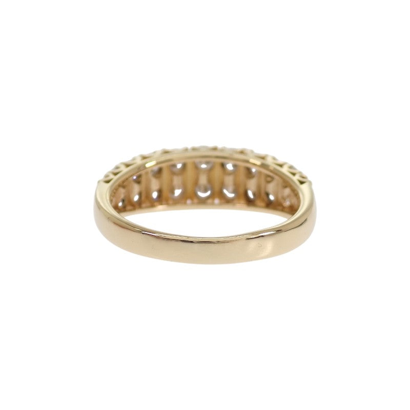 Designer Jewelry Half Pave Ring, Size 12, K18 Yellow Gold Diamond Women's